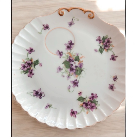 Victorian violents snack plate and cup set - Picture 5 of 5